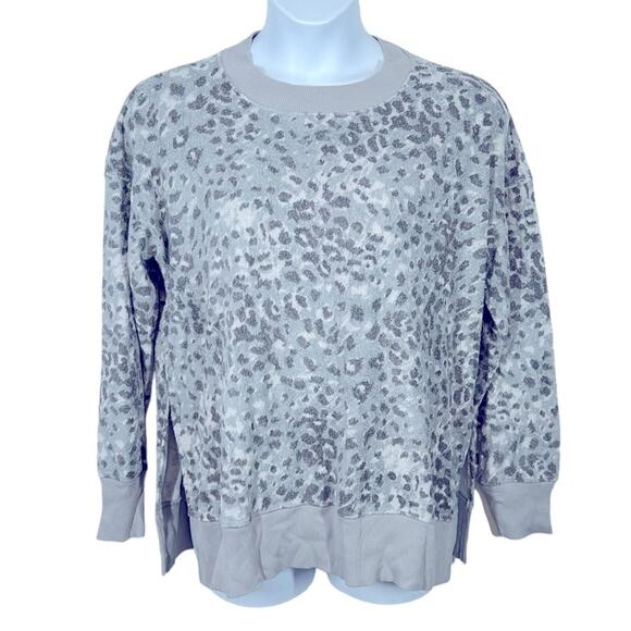 Aerie Oversized Desert Grey Leopard Fleece Pullover Size Small NWT - Picture 5 of 16